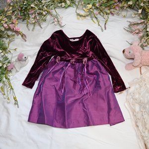 Bonnie Jean Kids Purple Velvet Long Sleeve Dress